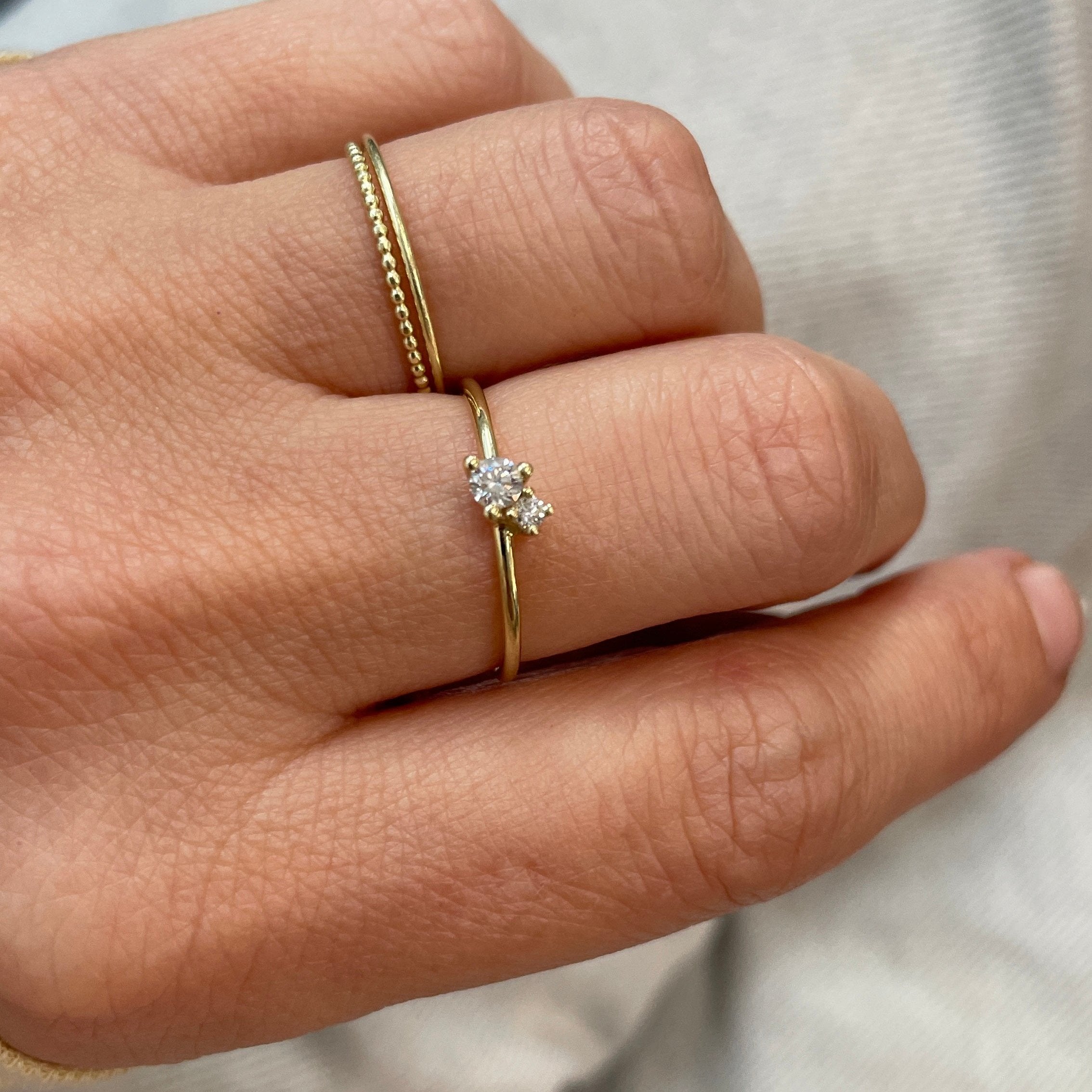 Ring 14k diamond duo