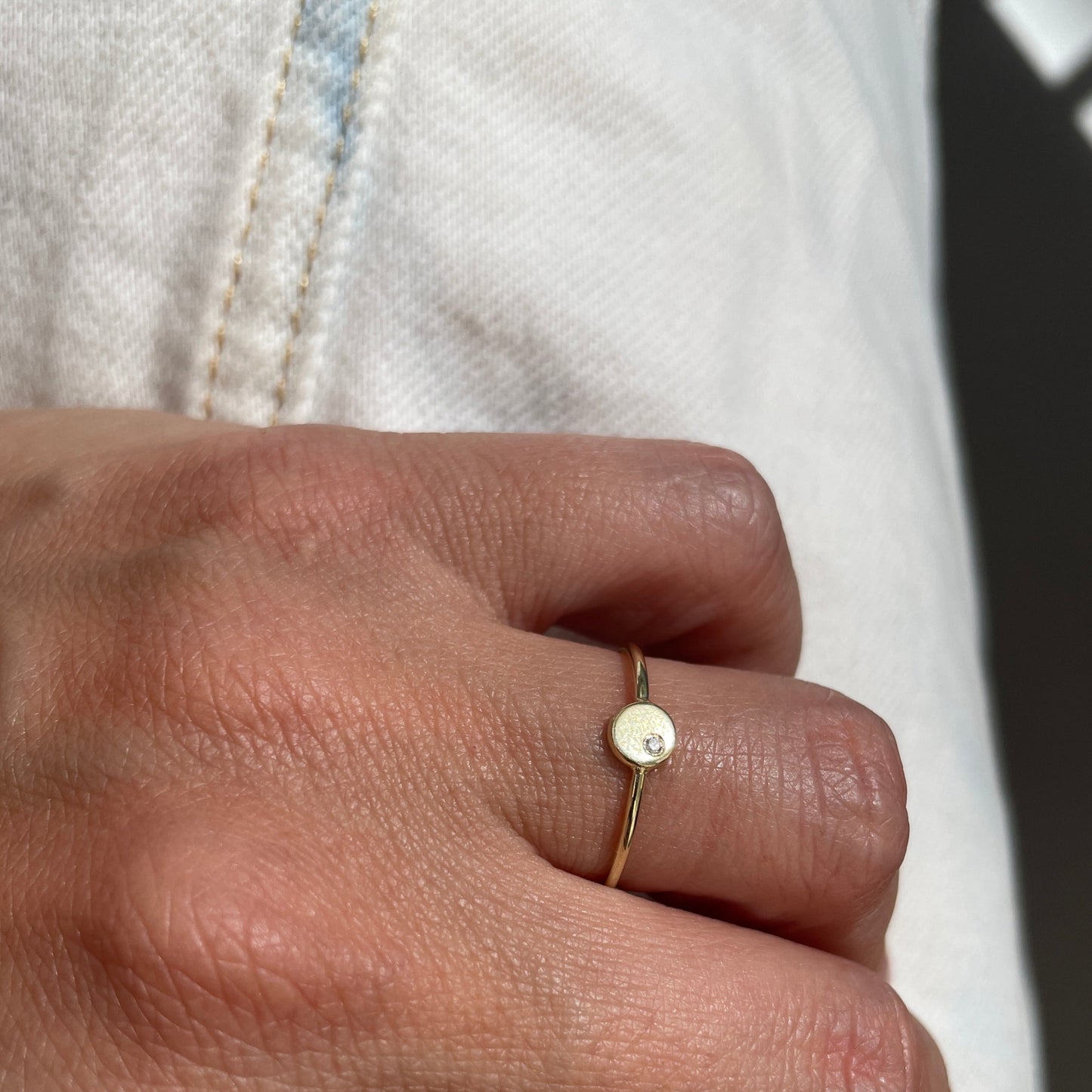 Ring 14k sparkling flat ball