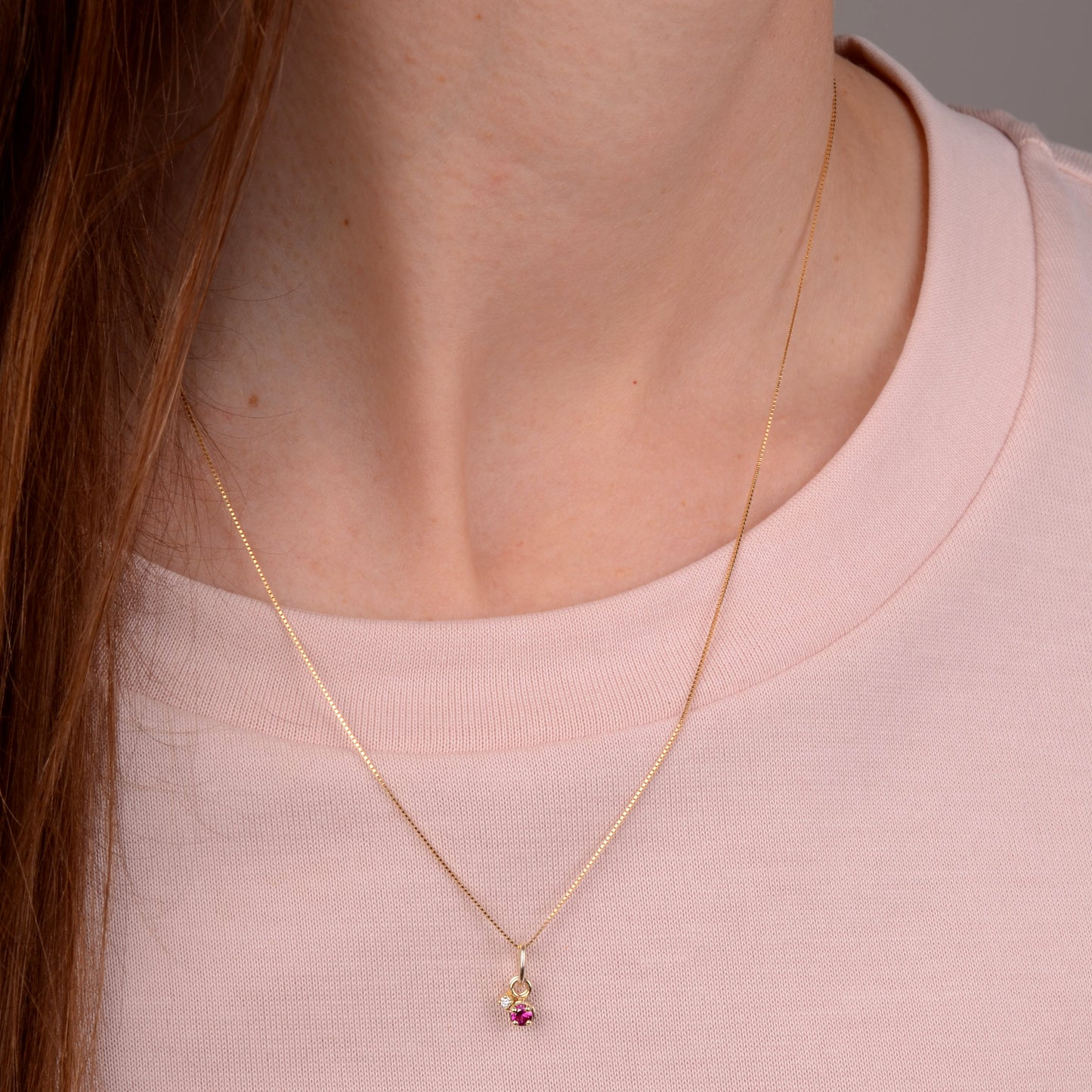 Pendant 14k raspberry diamond