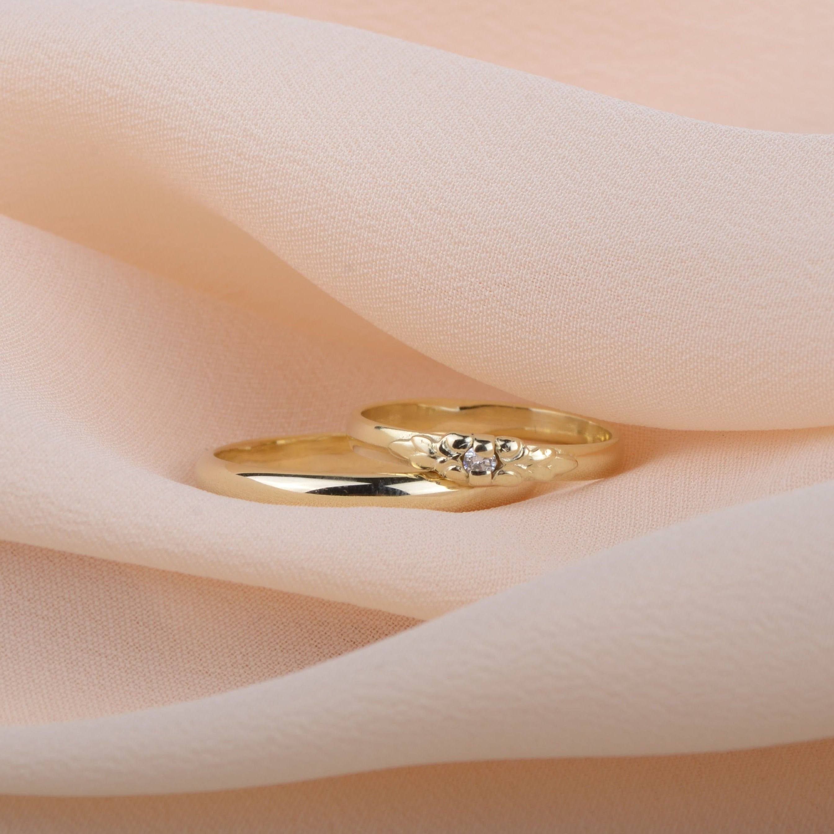 Ring 14k flower diamond