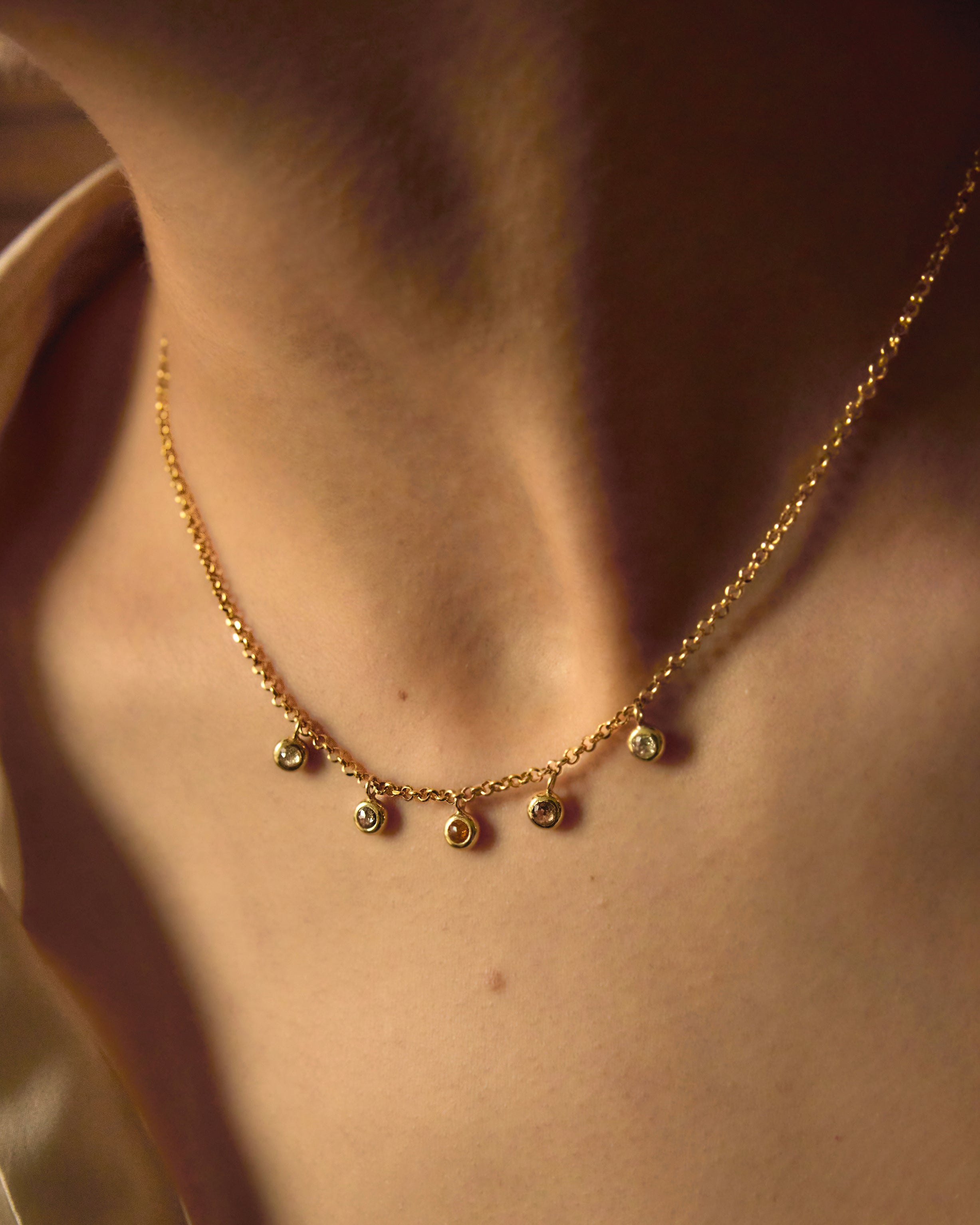 Ketting 14k fall diamonds
