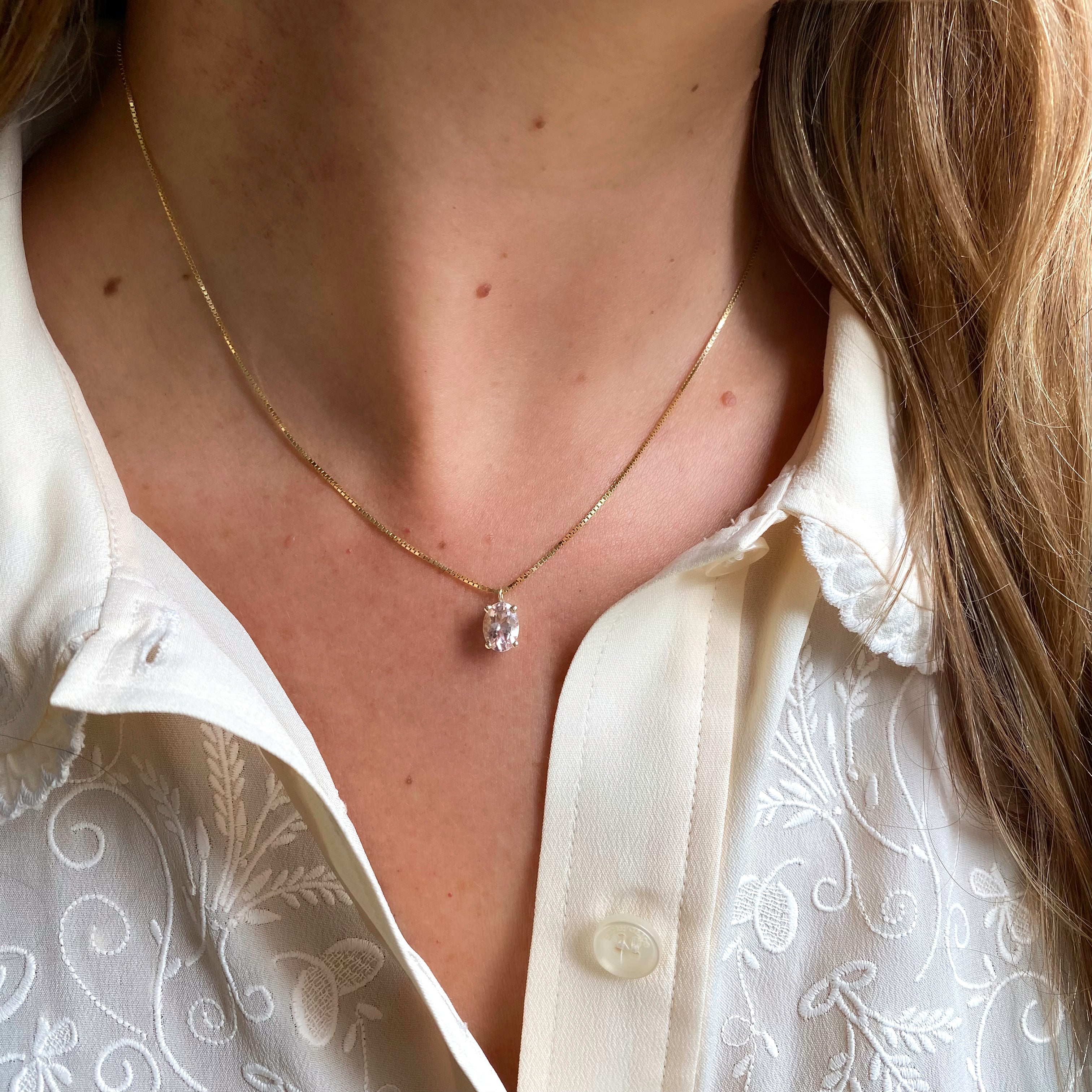 ketting 14k pink peony