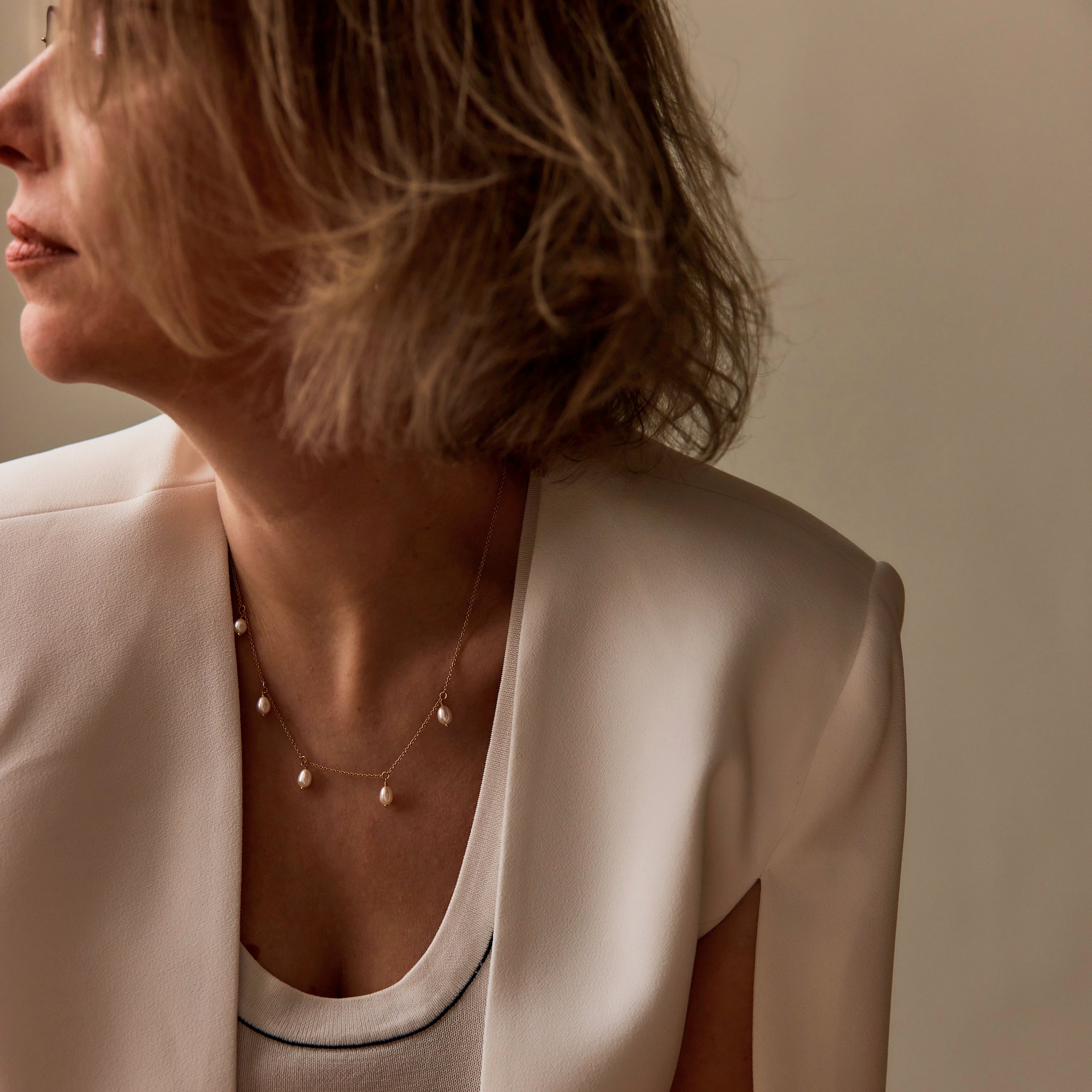 Ketting 14k aquara drop
