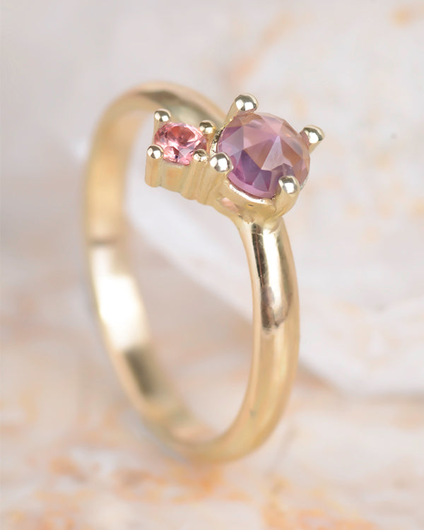 Ring pink duet 14k