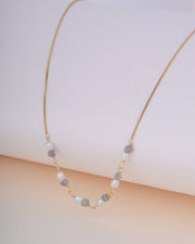 Ketting 14k rough rock & soft pearl