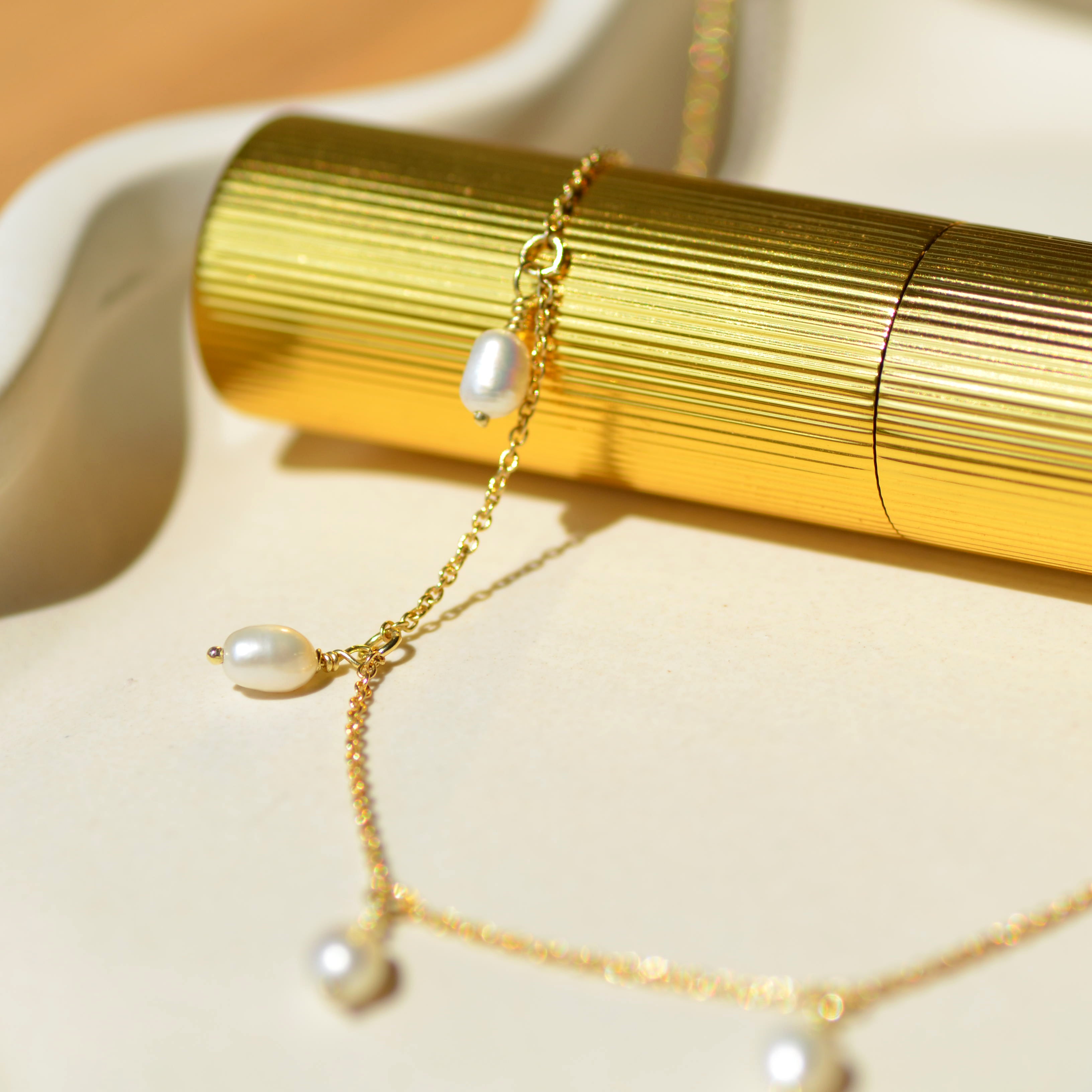 Necklace 14k aquara drop