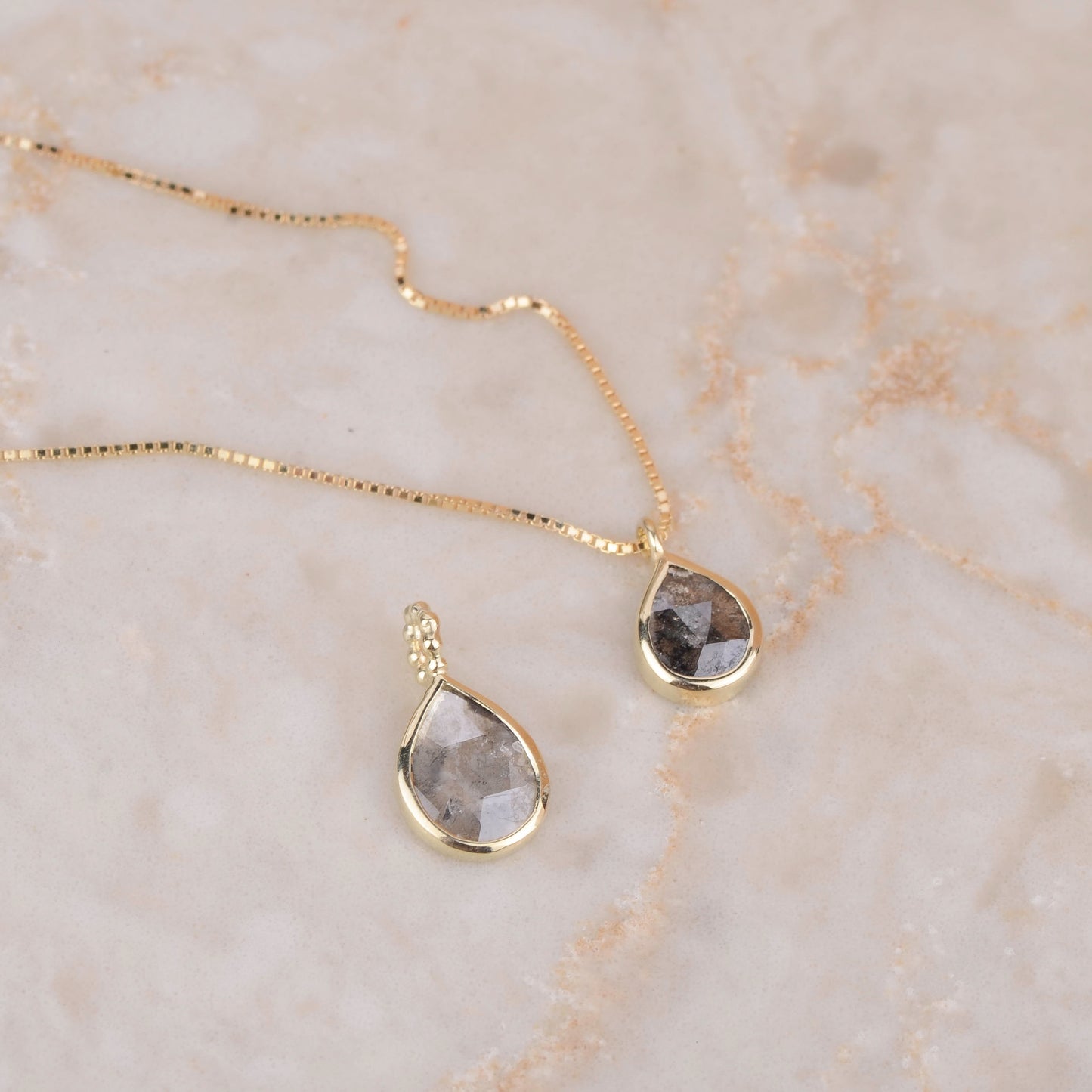 Ketting 14k diamond drop