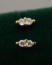Oorbellen 14k double diamond studs