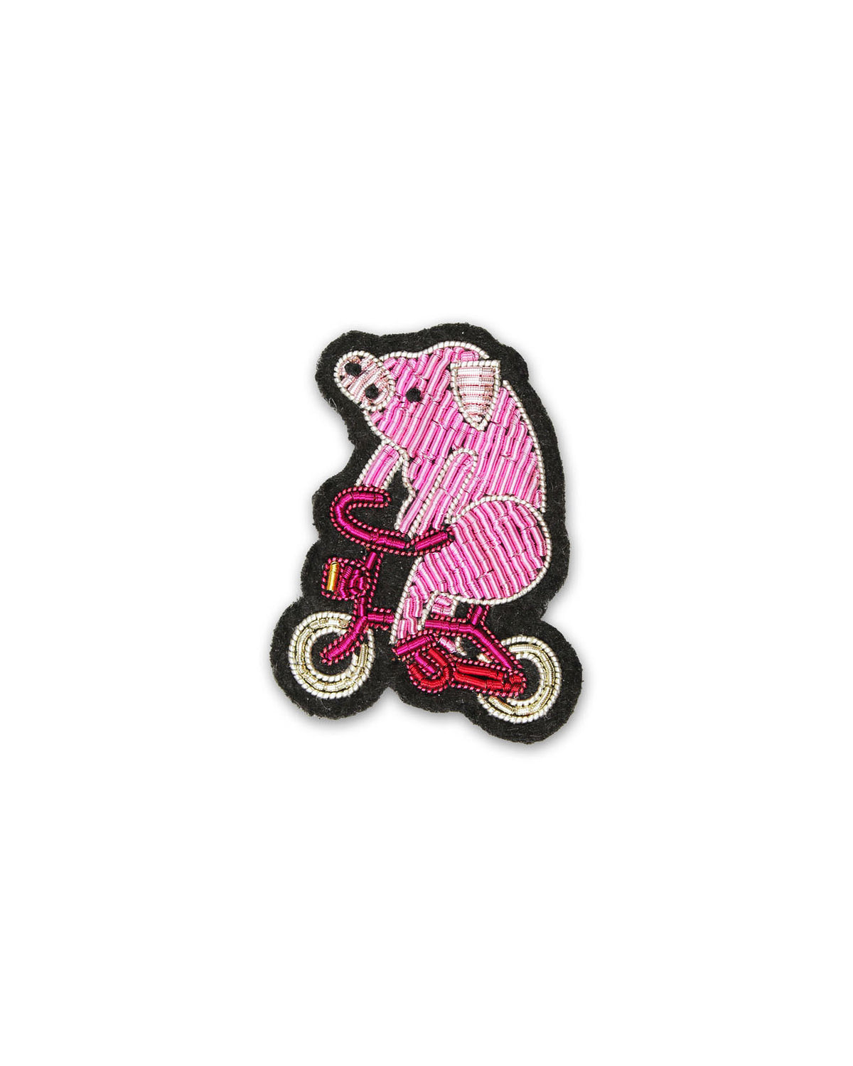 Broche fietsend varken